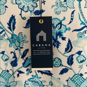 Cabana Life Blue and White Floral Dress NWT